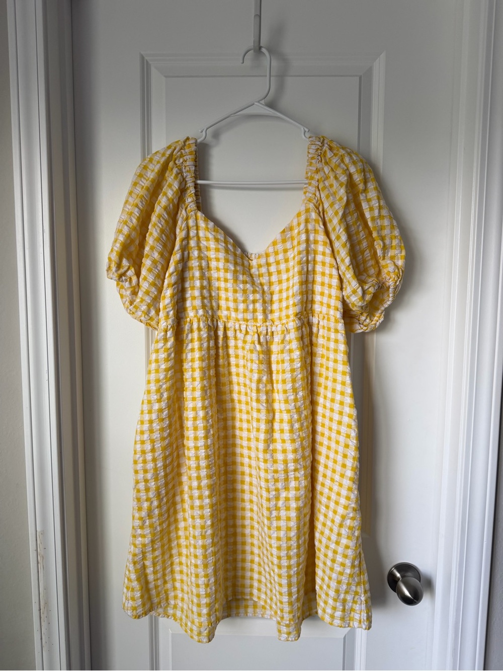 Old Navy Yellow Gingham Puff-Sleeve Summer Dress
